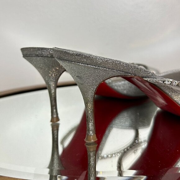 CHRISTIAN LOUBOUTIN Planet Queen 70 Glitter Leather Pump in Silver Glitter - Picture 12 of 15